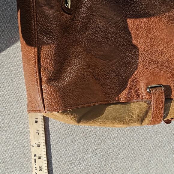 Huge Steve Madden Satchel, Camel Color, Buckle and Tassel Detail Faux Leather - Picture 11 of 11